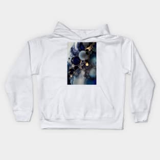 Magnified Blue  - Abstract Alcohol Ink Resin Art Kids Hoodie